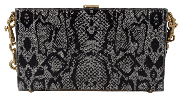  - Dolce & Gabbana Gray Resin Dolce Box Clutch with Gold Details - VAS12478 - Ask Me Wear