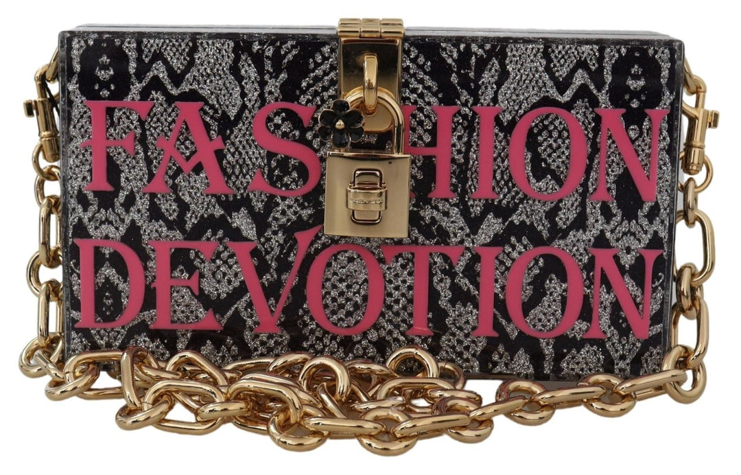  - Dolce & Gabbana Gray Resin Dolce Box Clutch with Gold Details - VAS12478 - Ask Me Wear