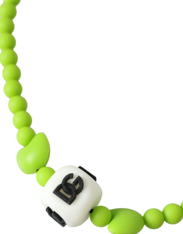  - Dolce & Gabbana Green Beaded Chain DG Logo Charm Necklace - SMY10324 - Ask Me Wear