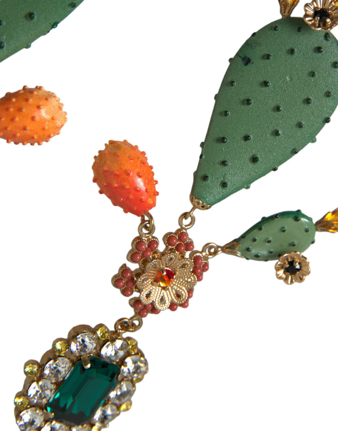  - Dolce & Gabbana Green Cactus Crystal Clip On Jewelry Dangling Earrings - SMY101407 - Ask Me Wear