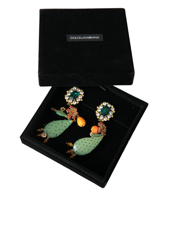  - Dolce & Gabbana Green Cactus Crystal Clip On Jewelry Dangling Earrings - SMY101407 - Ask Me Wear