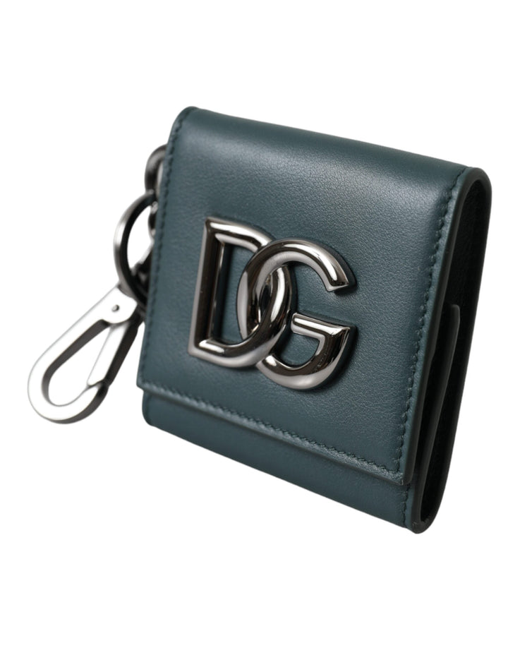  - Dolce & Gabbana Green Calfskin Leather DG Logo Keyring Coin Purse Wallet - SMY10326 - Ask Me Wear