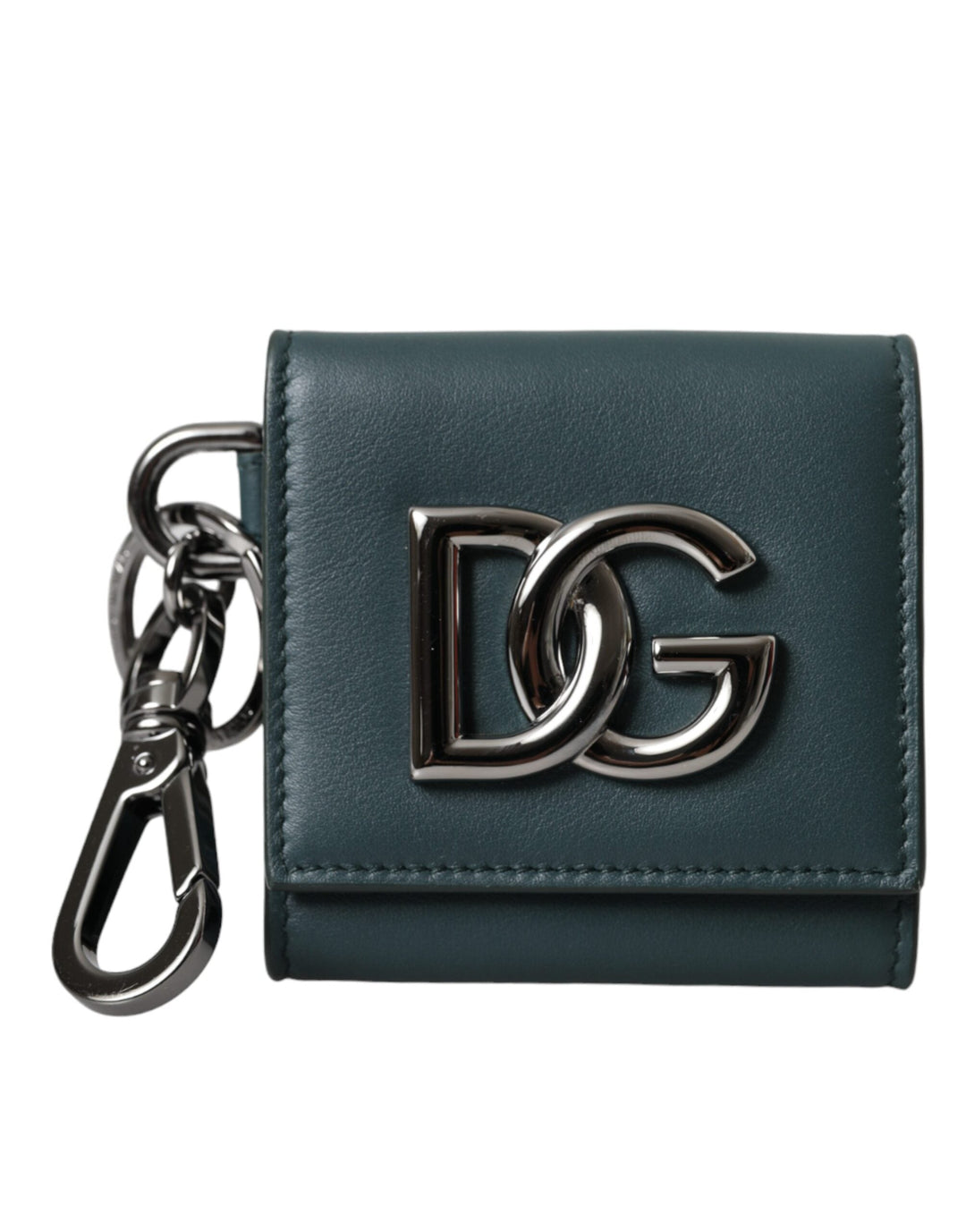  - Dolce & Gabbana Green Calfskin Leather DG Logo Keyring Coin Purse Wallet - SMY10326 - Ask Me Wear