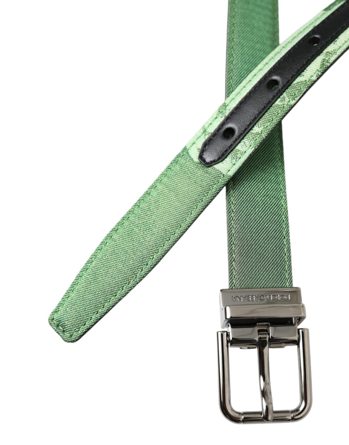  - Dolce & Gabbana Green Leather Jacquard Silver Metal Buckle Belt - BEL9192 - 90 - Ask Me Wear