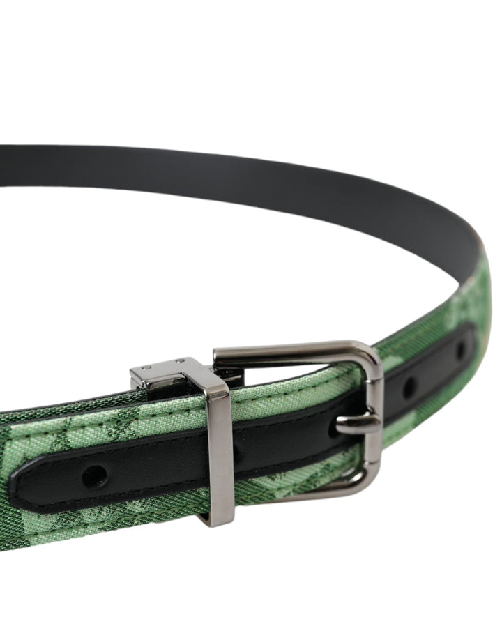  - Dolce & Gabbana Green Leather Jacquard Silver Metal Buckle Belt - BEL9192 - 90 - Ask Me Wear