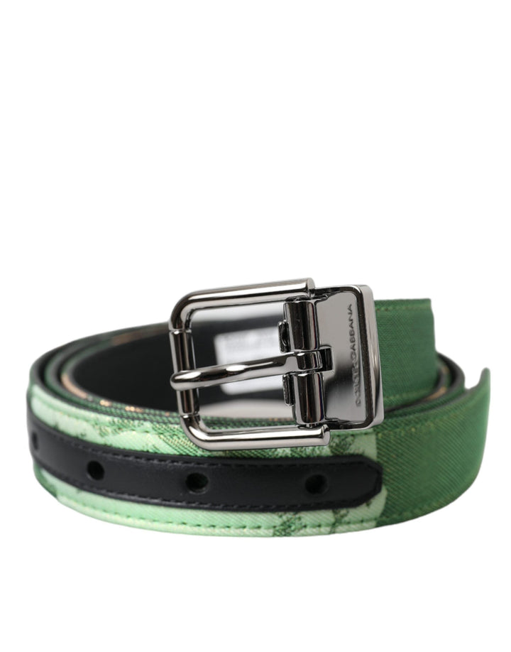  - Dolce & Gabbana Green Leather Jacquard Silver Metal Buckle Belt - BEL9192 - 90 - Ask Me Wear