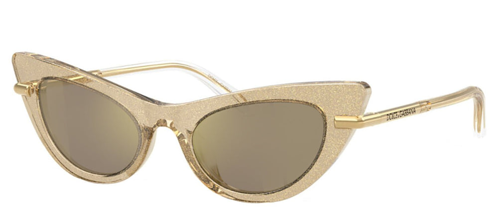 Dolce & Gabbana KIDSSunglasses - Dolce & Gabbana KIDS DX 4008 31035A Cat - Eye Plastic Gold Sunglasses with Gold Mirror Lens - DX_4008_31035A_44mm - Ask Me Wear