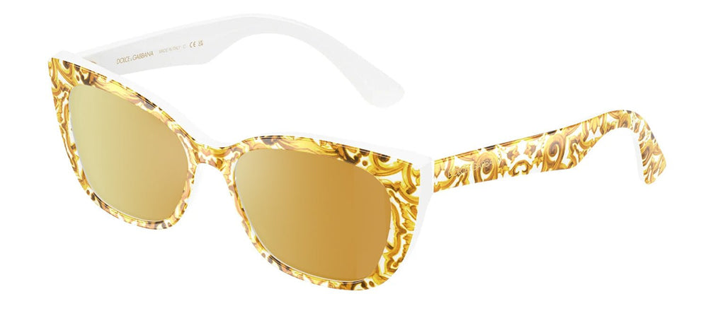 Dolce & Gabbana KIDSSunglasses - Dolce & Gabbana KIDS DX 4427 34347P Cat - Eye Plastic Yellow Sunglasses with Gold Mirror Lens - DX_4427_34347P_49mm - Ask Me Wear