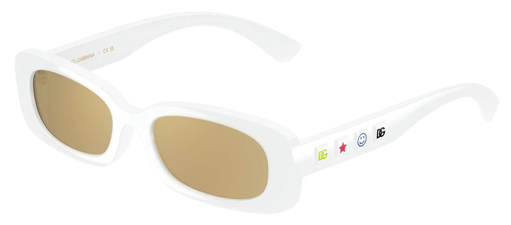 Dolce & Gabbana KIDSSunglasses - Dolce & Gabbana KIDS DX 6006U 33127P Rectangle Plastic White Sunglasses with Gold Mirror Lens - DX_6006U_33127P_46mm - Ask Me Wear