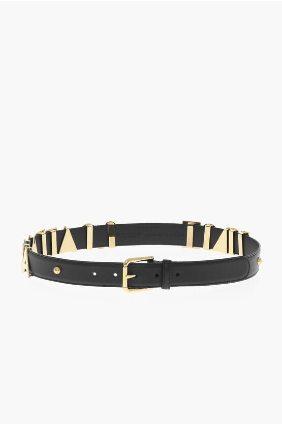 Accessories - Belts - Dolce & Gabbana Leather Belt with Golden Logo 30mm - 8056265040642 - Ask Me Wear