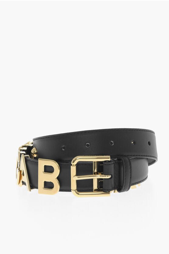 Accessories - Belts - Dolce & Gabbana Leather Belt with Golden Logo 30mm - 8056265040642 - Ask Me Wear