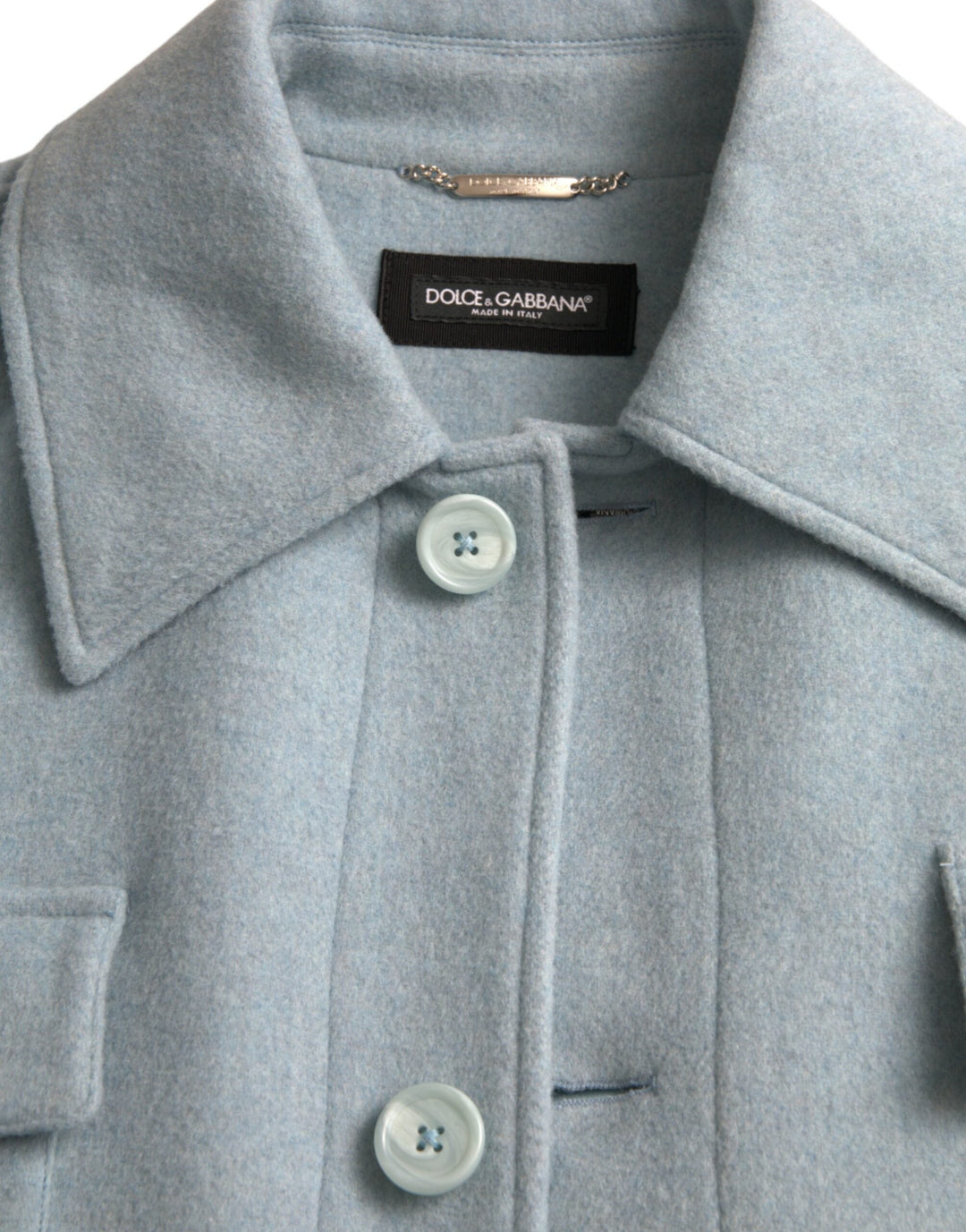  - Dolce & Gabbana Light Blue Wool Button Trench Coat Jacket - JKT3848 - 52 - Ask Me Wear