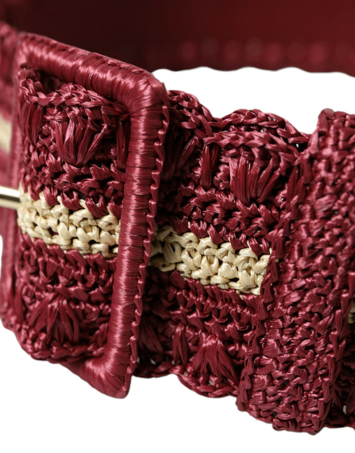  - Dolce & Gabbana Maroon Elegance Canvas Waist Belt - WMB355 - 85 - Ask Me Wear