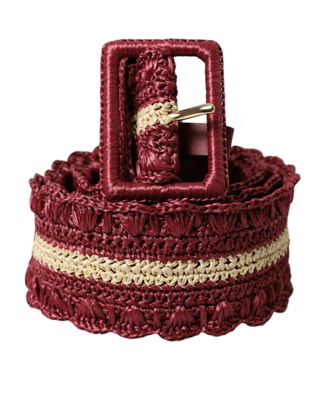  - Dolce & Gabbana Maroon Elegance Canvas Waist Belt - WMB355 - 85 - Ask Me Wear