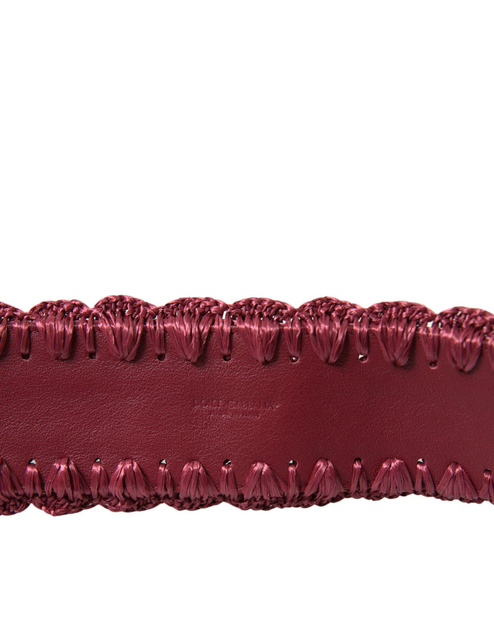  - Dolce & Gabbana Maroon Elegance Canvas Waist Belt - WMB355 - 85 - Ask Me Wear