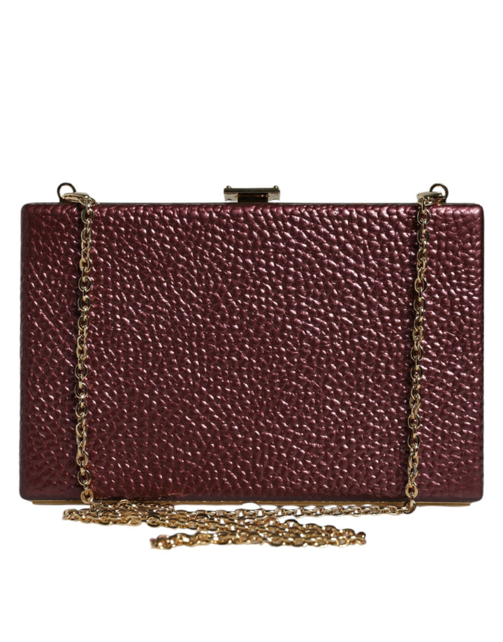  - Dolce & Gabbana Maroon Leather Clutch Evening Crossbody Bag - BAG4132 - Ask Me Wear