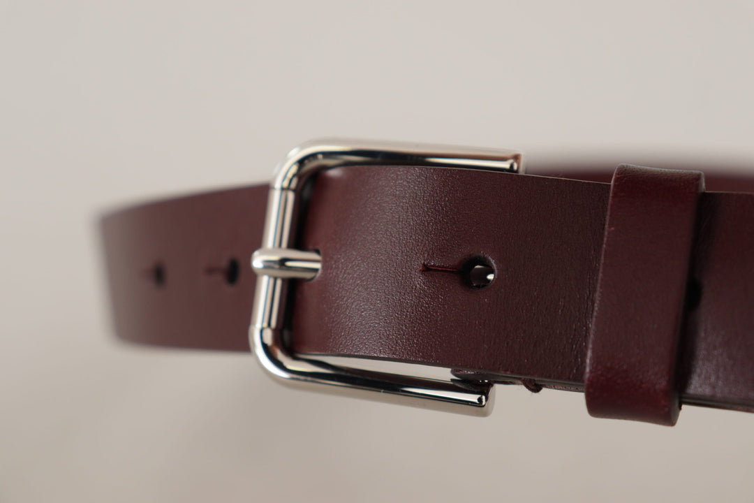  - Dolce & Gabbana Maroon Luxe Leather Belt with Metal Buckle - BEL8637#2 - 80 - Ask Me Wear