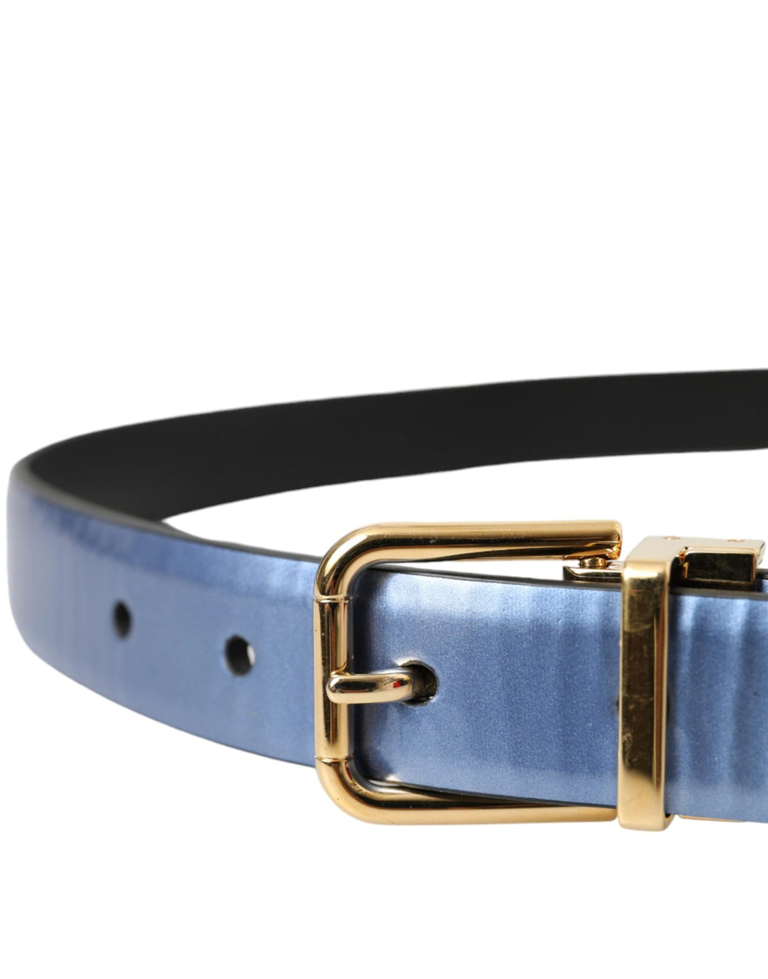  - Dolce & Gabbana Metallic Blue Leather Gold Metal Buckle Belt - BEL9228 - 90 - Ask Me Wear