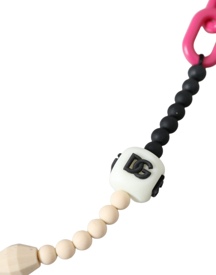  - Dolce & Gabbana Multicolor Beaded Chain Logo Charm Necklace - SMY10321 - Ask Me Wear