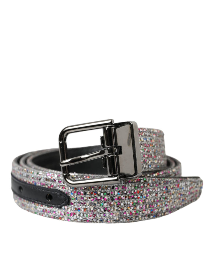  - Dolce & Gabbana Multicolor Embellished Silver Metal Buckle Belt - BEL9190 - 90 - Ask Me Wear