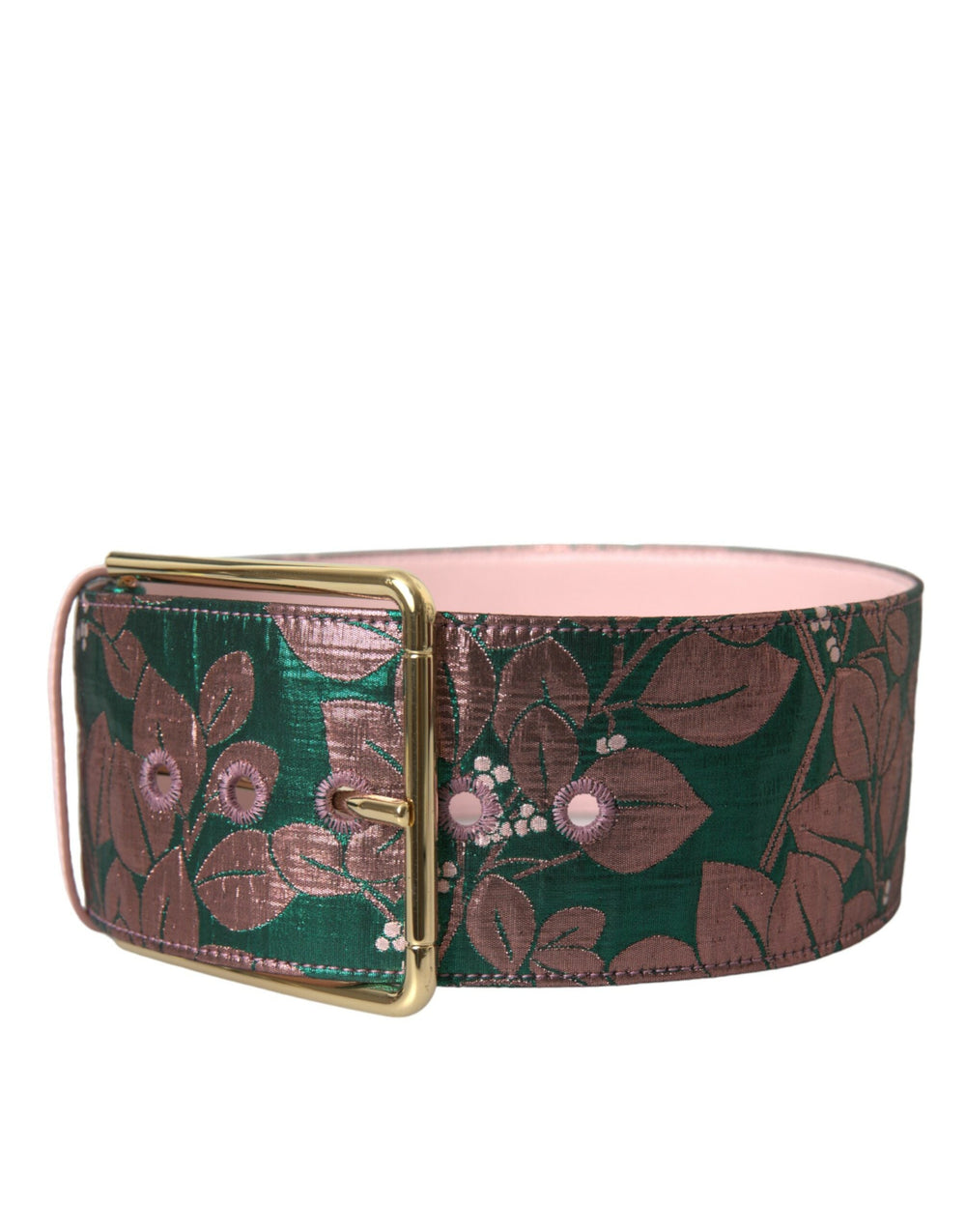  - Dolce & Gabbana Multicolor Floral Jacquard Lurex Gold Buckle Belt - BEL9159 - 95 - Ask Me Wear