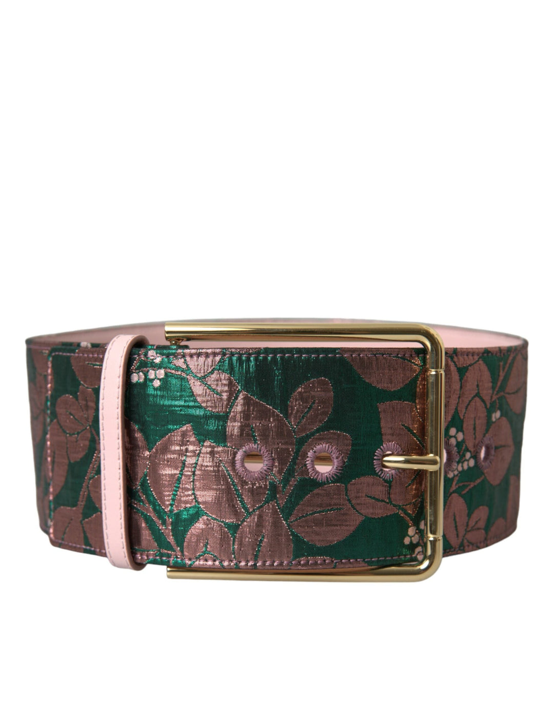  - Dolce & Gabbana Multicolor Floral Jacquard Lurex Gold Buckle Belt - BEL9159 - 95 - Ask Me Wear