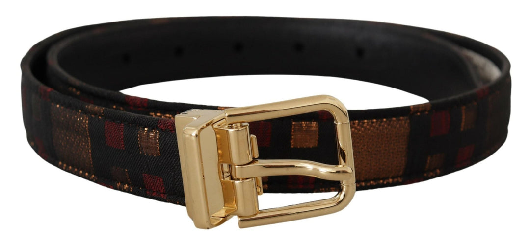  - Dolce & Gabbana Multicolor Leather Belt with Gold Buckle - BEL8411 - 75 - Ask Me Wear