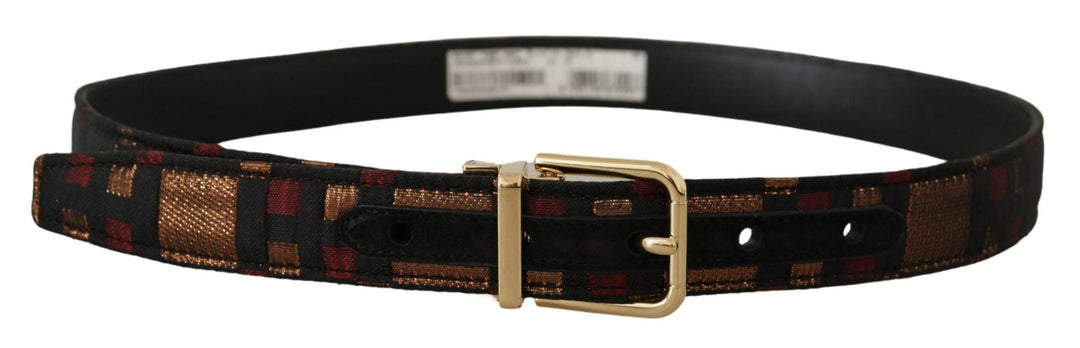  - Dolce & Gabbana Multicolor Leather Belt with Gold Buckle - BEL8411 - 75 - Ask Me Wear