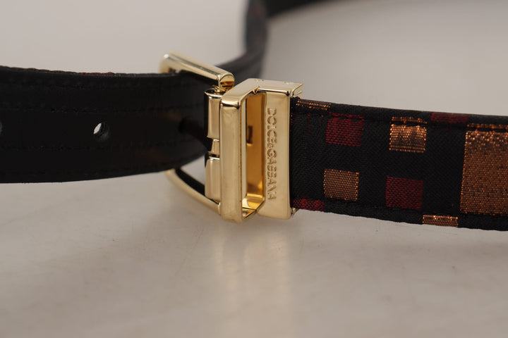  - Dolce & Gabbana Multicolor Leather Belt with Gold Buckle - BEL8411 - 75 - Ask Me Wear