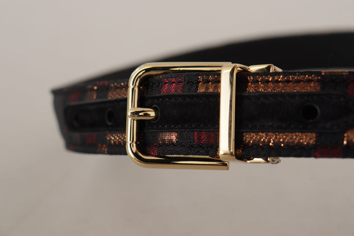  - Dolce & Gabbana Multicolor Leather Belt with Gold Buckle - BEL8411 - 75 - Ask Me Wear