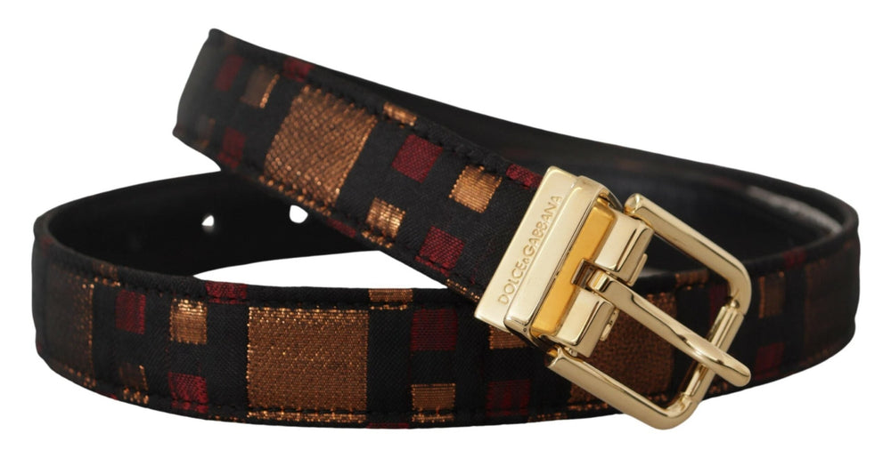  - Dolce & Gabbana Multicolor Leather Belt with Gold Buckle - BEL8411 - 75 - Ask Me Wear