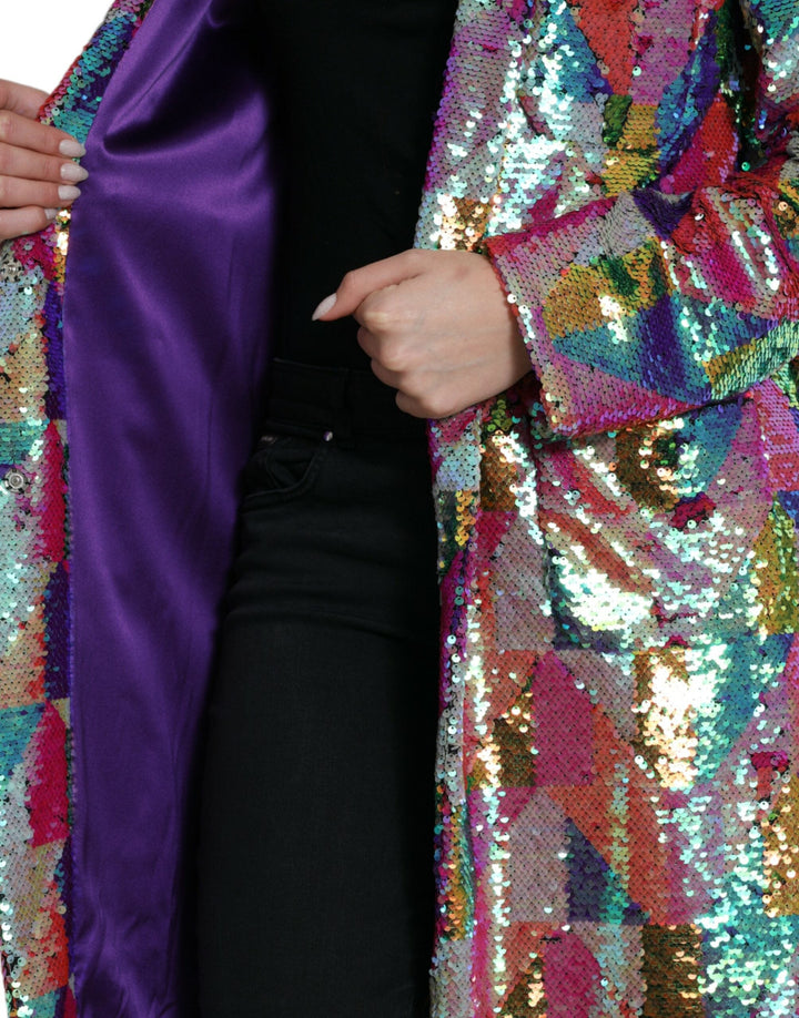  - Dolce & Gabbana Multicolor Sequined Long Jacket - JKT3724 - 40 - Ask Me Wear