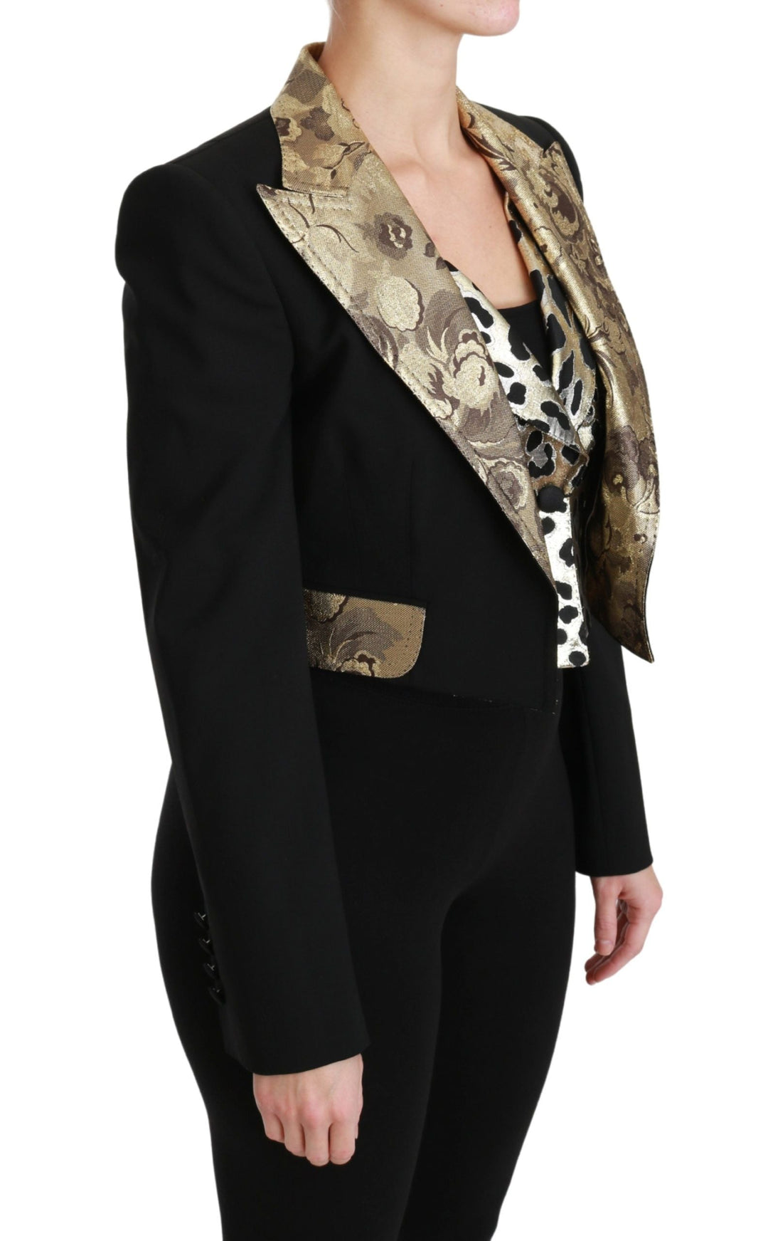  - Dolce & Gabbana Opulent Black Gold Floral Jacket and Vest Ensemble - JKT2561 - 50 - Ask Me Wear