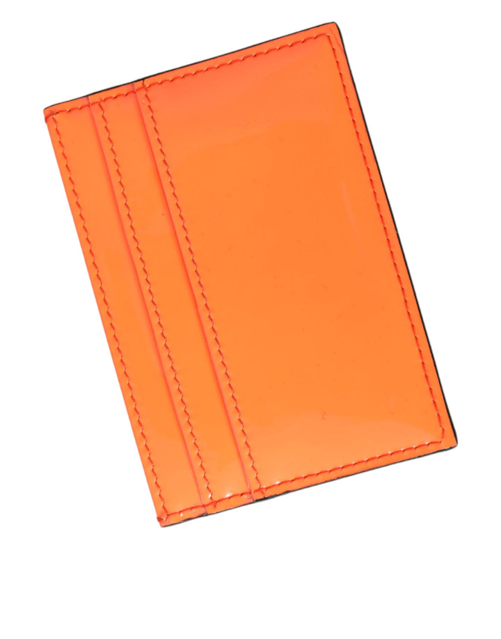  - Dolce & Gabbana Orange Black Leather Logo Plaque Card Holder Wallet - SMY10325 - Ask Me Wear