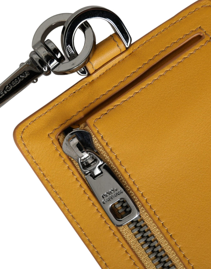  - Dolce & Gabbana Orange Calf Leather Credit Card Holder Clip On Wallet - SMY10328 - Ask Me Wear