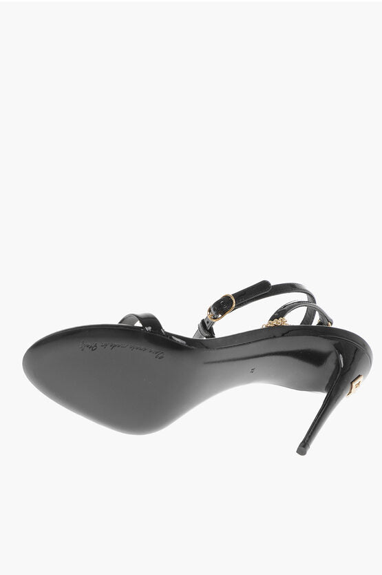 Shoes - Dolce & Gabbana Patent Leather KEIRA Sandals with Decorative Lock 10cm - 8056265730192 - Ask Me Wear