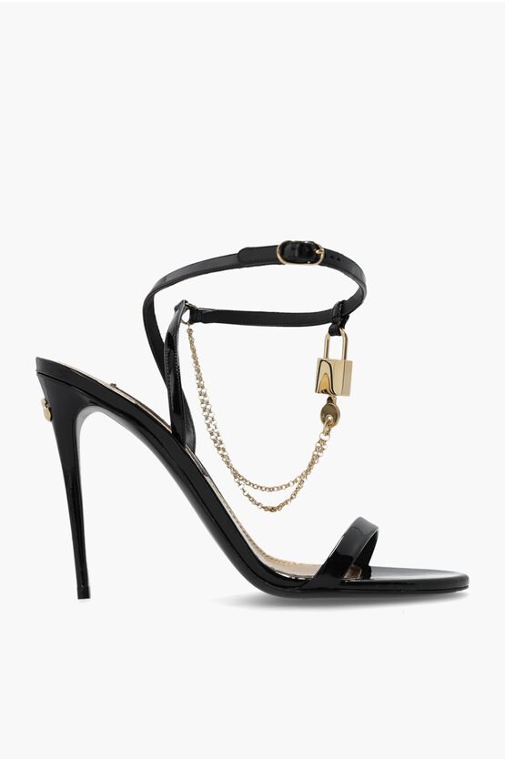 Shoes - Dolce & Gabbana Patent Leather KEIRA Sandals with Decorative Lock 10cm - 8056265730192 - Ask Me Wear