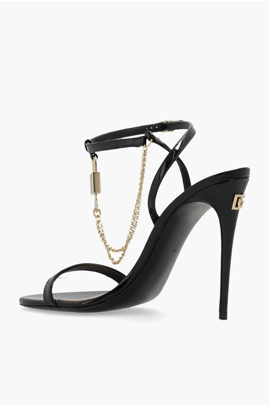 Shoes - Dolce & Gabbana Patent Leather KEIRA Sandals with Decorative Lock 10cm - 8056265730192 - Ask Me Wear