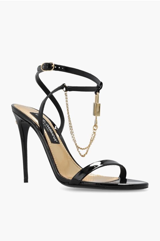 Shoes - Dolce & Gabbana Patent Leather KEIRA Sandals with Decorative Lock 10cm - 8056265730192 - Ask Me Wear