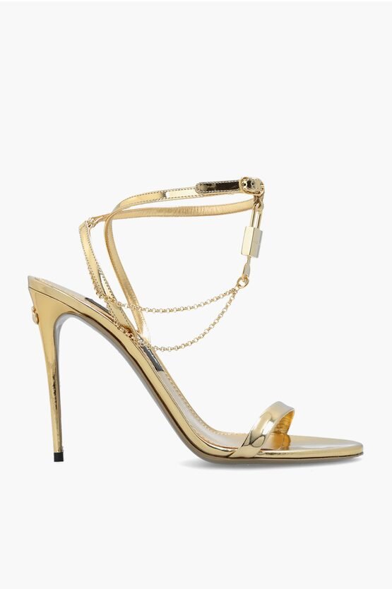 Shoes - Dolce & Gabbana Patent Leather KEIRA Sandals with Decorative Lock 10cm - 8056265730314 - Ask Me Wear