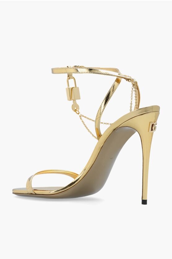 Shoes - Dolce & Gabbana Patent Leather KEIRA Sandals with Decorative Lock 10cm - 8056265730314 - Ask Me Wear