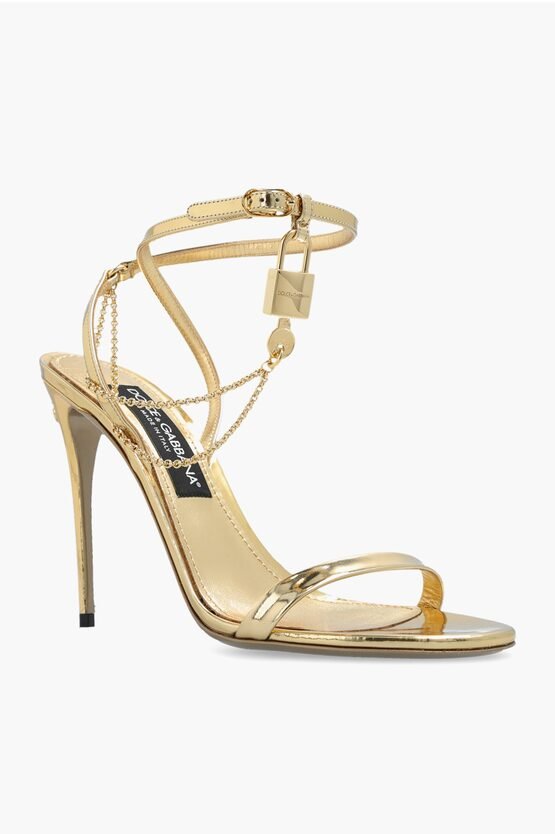 Shoes - Dolce & Gabbana Patent Leather KEIRA Sandals with Decorative Lock 10cm - 8056265730314 - Ask Me Wear