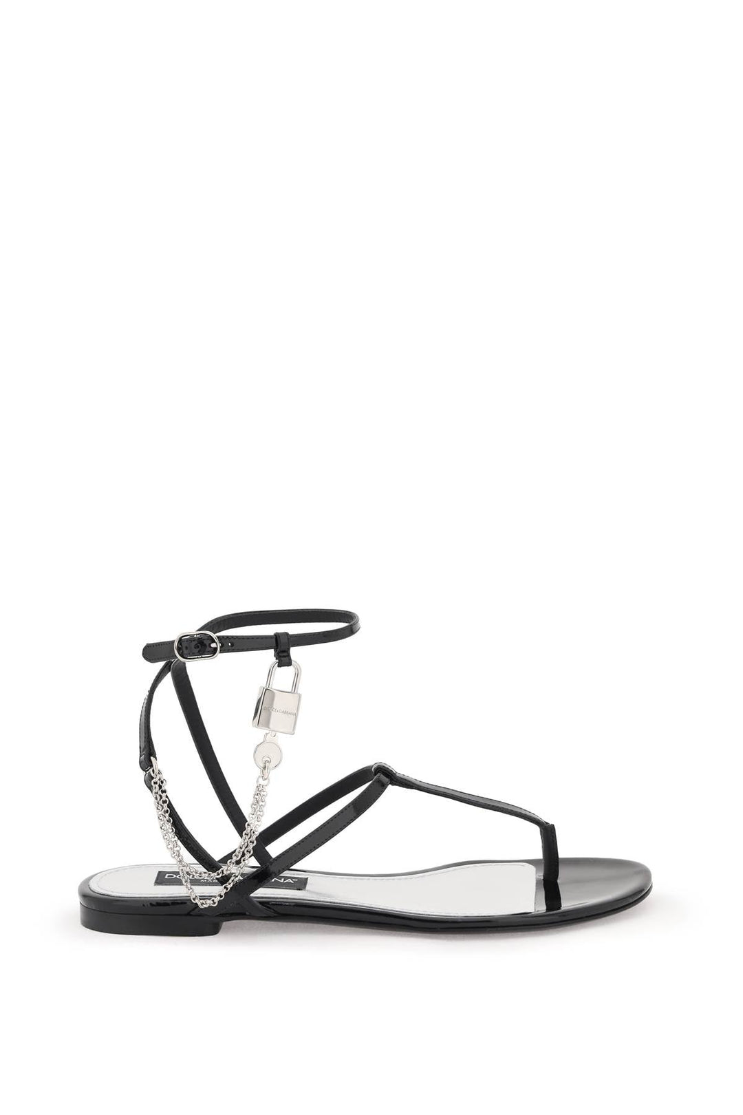 Shoes - Dolce & Gabbana Patent Leather Thong Sandals With Padlock - 241450NSD000001 - 80999 - 36 - Ask Me Wear