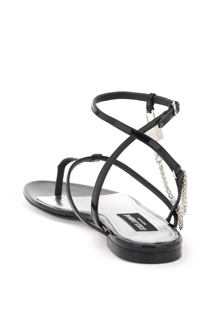 Shoes - Dolce & Gabbana Patent Leather Thong Sandals With Padlock - 241450NSD000001 - 80999 - 36 - Ask Me Wear