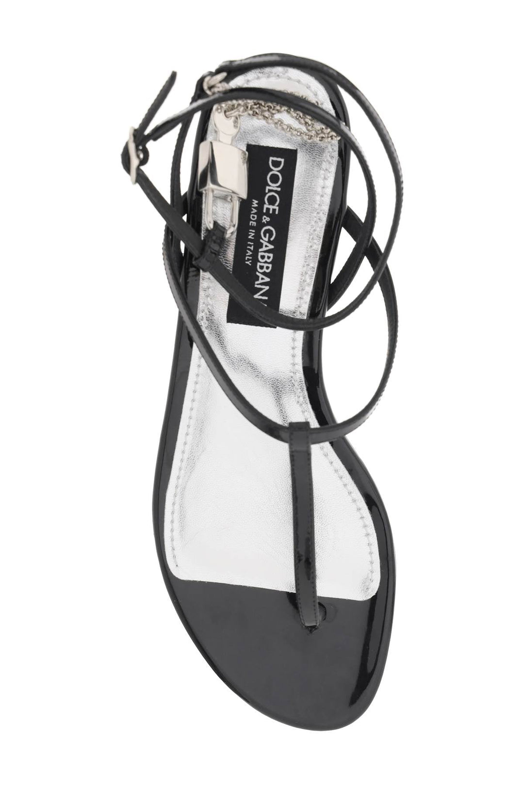 Shoes - Dolce & Gabbana Patent Leather Thong Sandals With Padlock - 241450NSD000001 - 80999 - 36 - Ask Me Wear