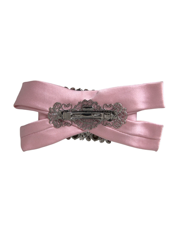  - Dolce & Gabbana Pink Satin Crystal Jewelry Brooch Hair Pin - SMY10228 - Ask Me Wear