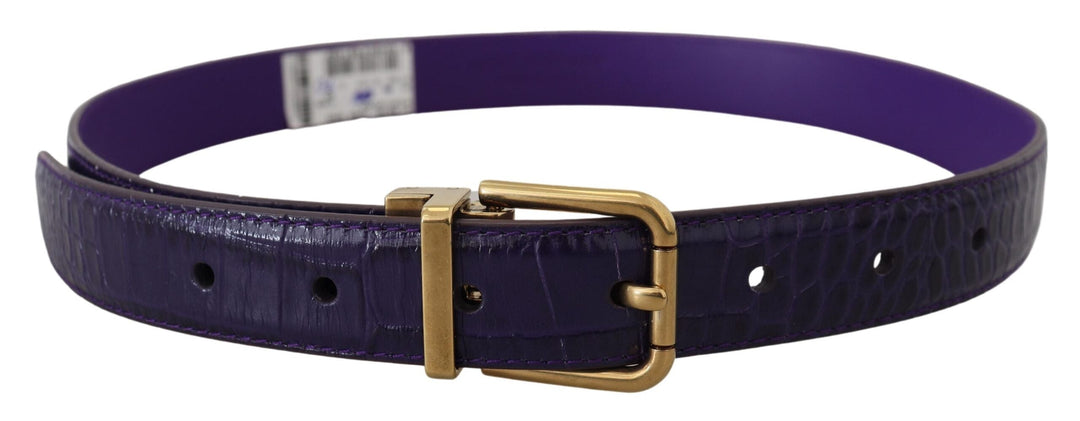  - Dolce & Gabbana Purple Exotic Leather Gold Metal Buckle Belt - WMB316 - 70 - Ask Me Wear