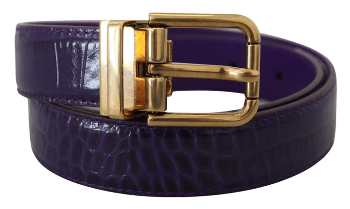  - Dolce & Gabbana Purple Exotic Leather Gold Metal Buckle Belt - WMB316 - 70 - Ask Me Wear