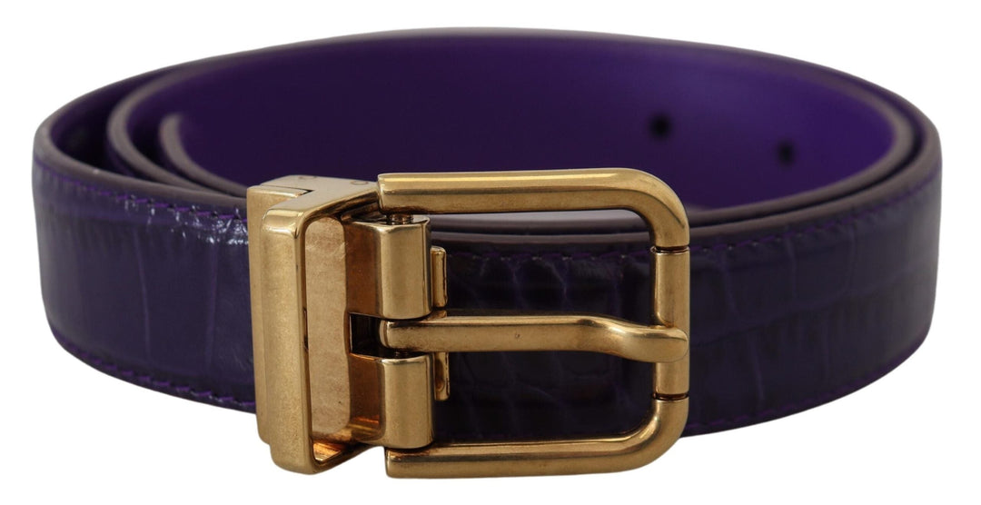  - Dolce & Gabbana Purple Exotic Leather Gold Metal Buckle Belt - WMB316 - 70 - Ask Me Wear