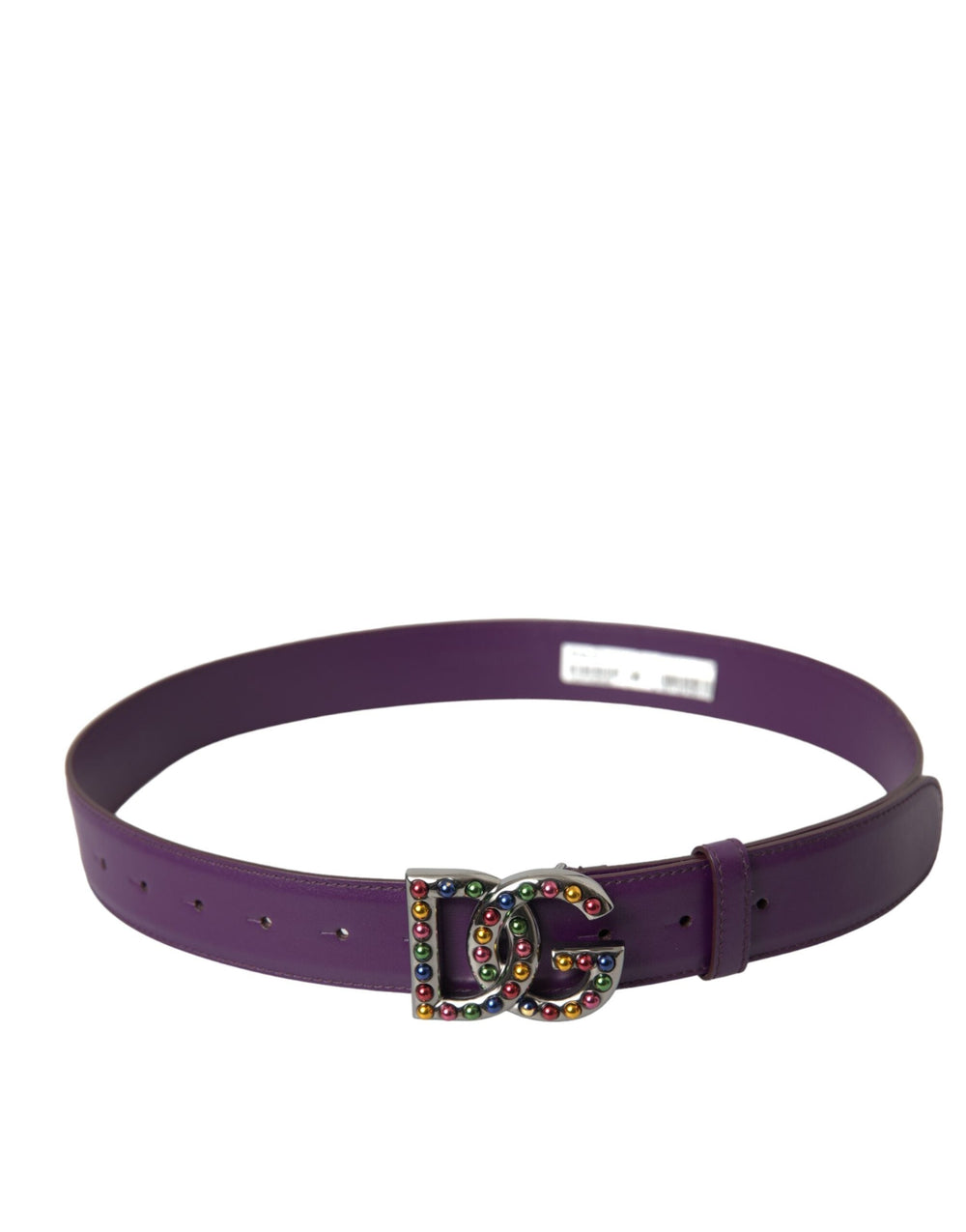  - Dolce & Gabbana Purple Leather DG Logo Studs Metal Buckle Belt - BEL9199 - 80 - Ask Me Wear